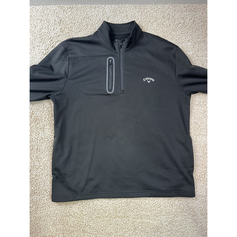 Callaway Sweater Mens 2XL Black 1/4 Zip Pullover Golf Performance Fleece
